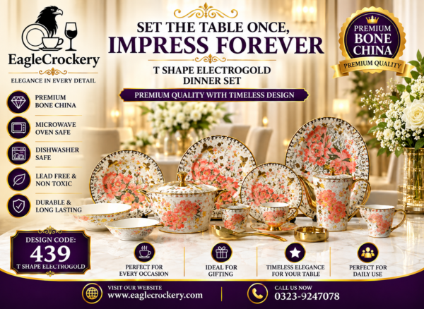 61 Pc Bone China Dinner Set (T439) – Premium Quality, Stylish & Elegant Dinnerware