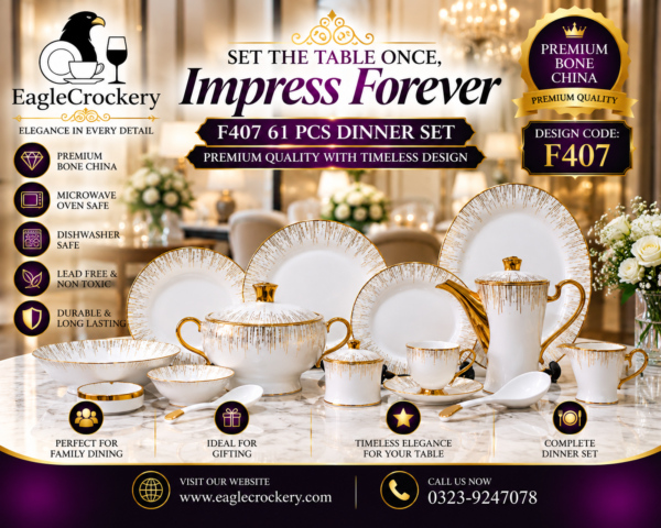 72 Pc Bone Dinner Set F407 (Electro plate)