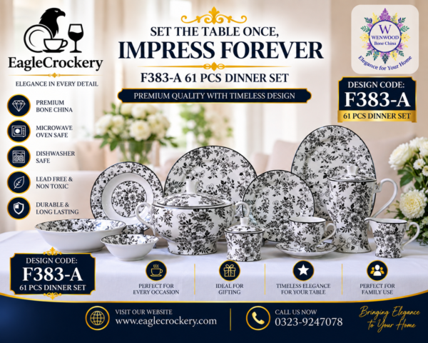 61 Pc Bone China Dinner Set (F383-A)