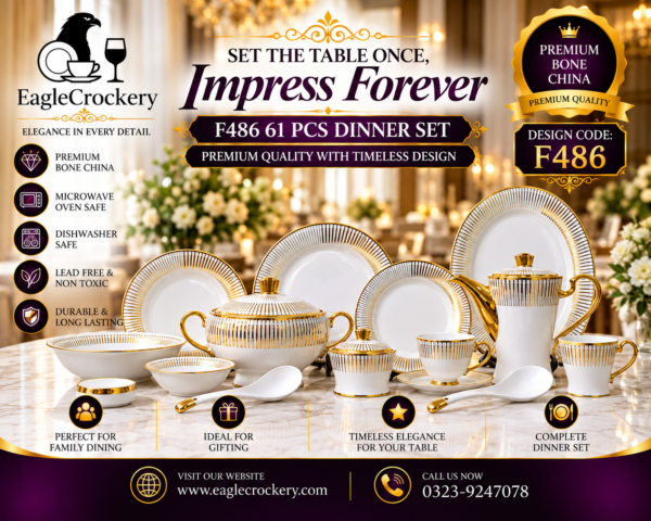 72 Pc Bone Dinner Set F486 (Electro plate)