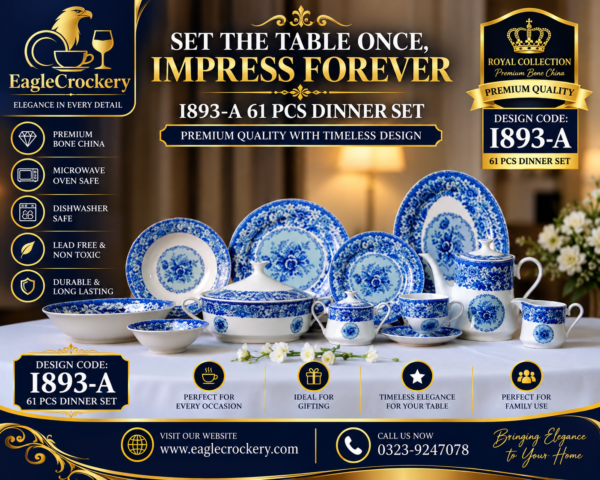 61 Pc Bone China Dinner Set (I893-A)