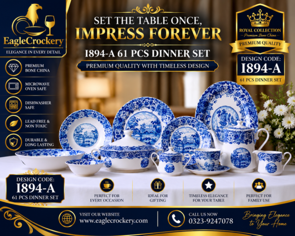 61 Pc Bone China Dinner Set (I894-A)