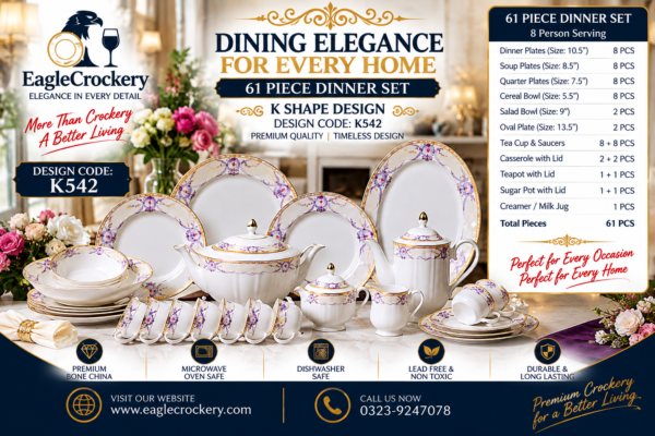 61 Pc Bone China Dinner Set (K542)