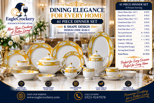61 Pc Bone China Dinner Set (K546-C)