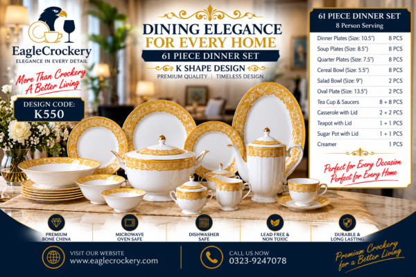 61 Pc Bone China Dinner Set (K550)