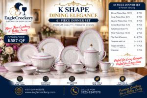 61 Pc Bone China Dinner Set (K587-QF) – Premium Quality, Stylish & Elegant Dinnerware