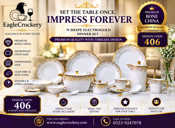 72 Pc Bone Dinner Set N406 (Electro plate)