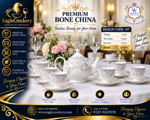 14-Piece Bone China Tea / Coffee Set (BONE C 092) – Elegant & Durable for Home and Gifting