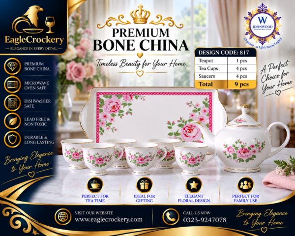 9 Pcs Bone Tea Set / Coffee Set (O 817)