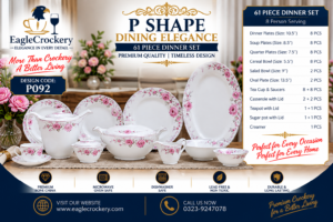 61 Pc Bone China Dinner Set (P092) – Premium Quality, Stylish & Elegant Dinnerware