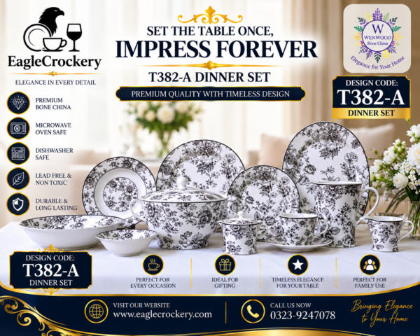 61 Pc Bone China Dinner Set (T382-A)