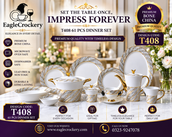61 Pc Bone China Dinner Set (T408)