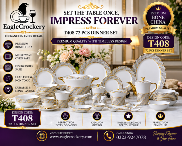 61 Pc Bone China Dinner Set (T408-B)