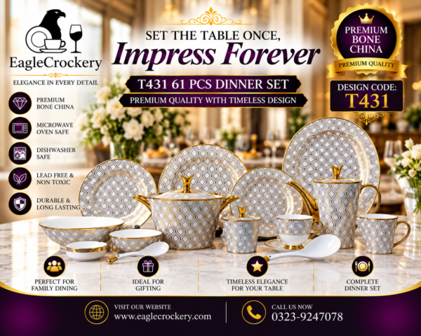 72 Pc Bone Dinner Set T431 (Electro plate)