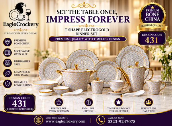72 Pc Bone Dinner Set T431 (Electro plate)