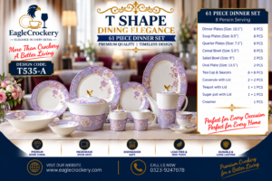 61 Pc Bone China Dinner Set (T535-A) – Premium Quality, Stylish & Elegant Dinnerware