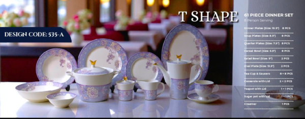 61 Pc Bone China Dinner Set (T535-A) – Premium Quality, Stylish & Elegant Dinnerware