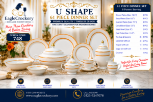 61 Pc Bone China Dinner Set (U748) – Premium Quality, Stylish & Elegant Dinnerware