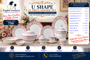 61 Pc Bone China Dinner Set (U750) – Premium Quality, Stylish & Elegant Dinnerware