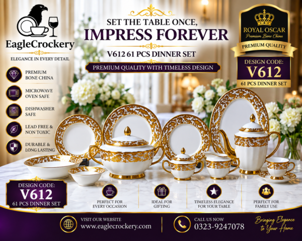 61 Pc Bone China Dinner Set (V612)