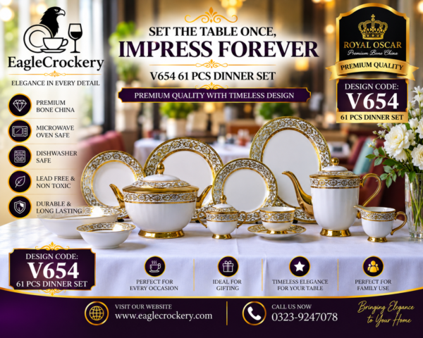 61 Pc Bone China Dinner Set (V654)