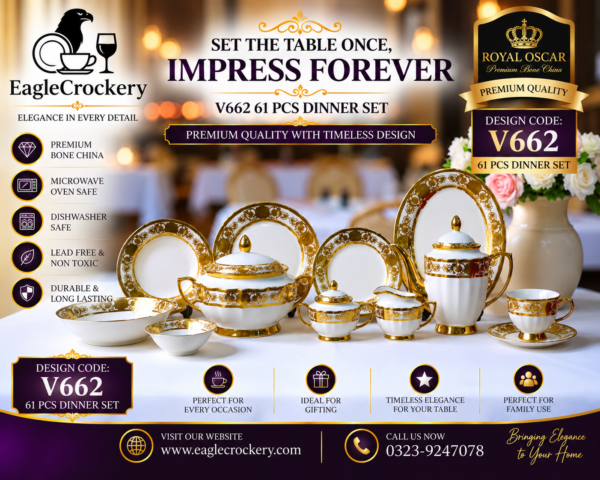 61 Pc Bone China Dinner Set (V662)