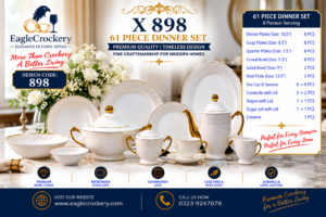 61 Pc Bone China Dinner Set (X898) – Premium Quality, Stylish & Elegant Dinnerware