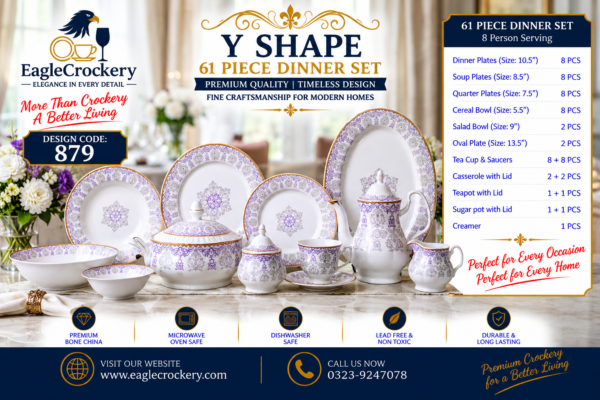61 Pc Bone China Dinner Set (Y879) – Premium Quality, Stylish & Elegant Dinnerware